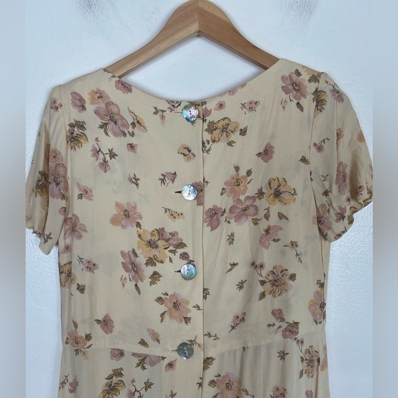 Claude Rene VTG Floral Maxi Dress Sz 4 Pleated Mother Pearl Buttons Cottagecore - Picture 7 of 14